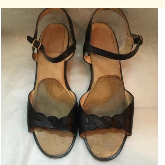 Vintage Maxime Sandals Black Leather Size 7 (37) - Picture 5 of 5
